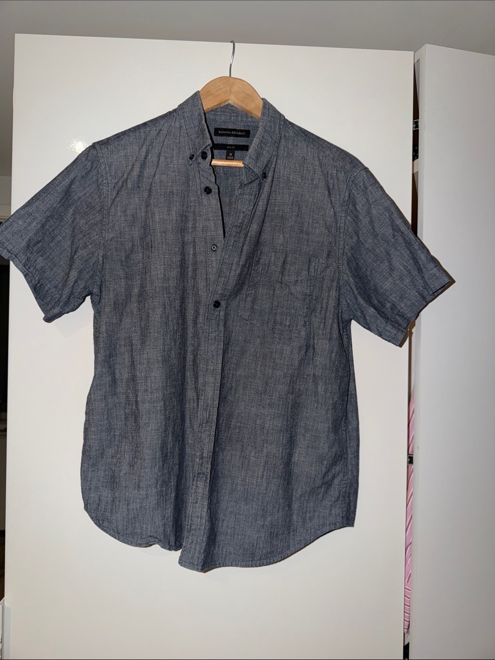 Banana Republic Short-Sleeve Chambray Button-Down - Blue